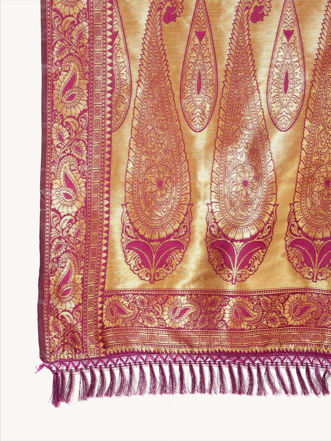 Janasya Wine Banarasi Silk Woven Ethnic Motifs Banarasi Silk Saree - Distacart