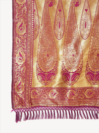 Thumbnail for Janasya Wine Banarasi Silk Woven Ethnic Motifs Banarasi Silk Saree - Distacart