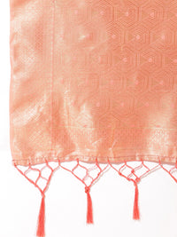 Thumbnail for Janasya Peach Chanderi Silk Ethnic Motifs Woven Design Saree - Distacart