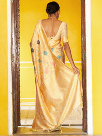 Thumbnail for Janasya Cream Banarasi Silk Woven Floral Design Banarasi Saree - Distacart