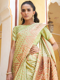 Thumbnail for Janasya Pista Green Silk Blend Woven Polka Woven Design Saree - Distacart
