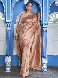 Thumbnail for Janasya Beige Chanderi Silk Paisley Woven Design Saree - Distacart