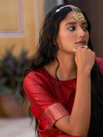 Thumbnail for Janasya Red Kanjeevaram Silk Floral Motif Kanjeevaram Silk Saree - Distacart