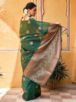 Thumbnail for Janasya Green Kanjeevaram Silk Woven Ethnic Motifs Kanjeevaram Silk Saree - Distacart
