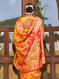 Thumbnail for Janasya Yellow Chanderi Silk Pashmina Woven Design Saree - Distacart