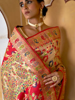 Thumbnail for Janasya Beige Chanderi Silk Pashmina Woven Design Saree - Distacart