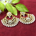 Thumbnail for Mominos Fashion Johar Kamal Beautiful Golden And White Beaded Earrings - Distacart