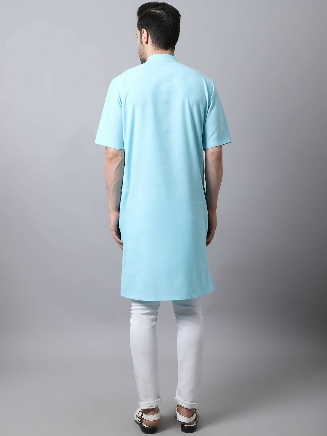 Even Apparels Black Pure Cotton Kurta With Band Collar - Distacart