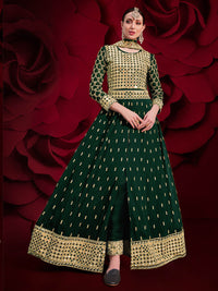 Thumbnail for Myra Green Heavy Embroidered Pant Style Anarkali Suit - Distacart