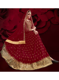 Thumbnail for Myra Maroon Heavy Embroidered Pant Style Anarkali Suit - Distacart