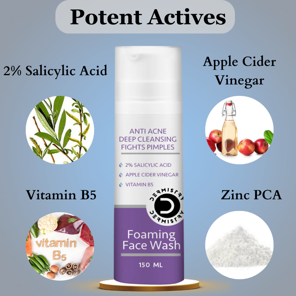 Dermistry 2% Salicylic Acid Anti Acne Oil Control Pimples Remover Foaming Face Wash - Distacart