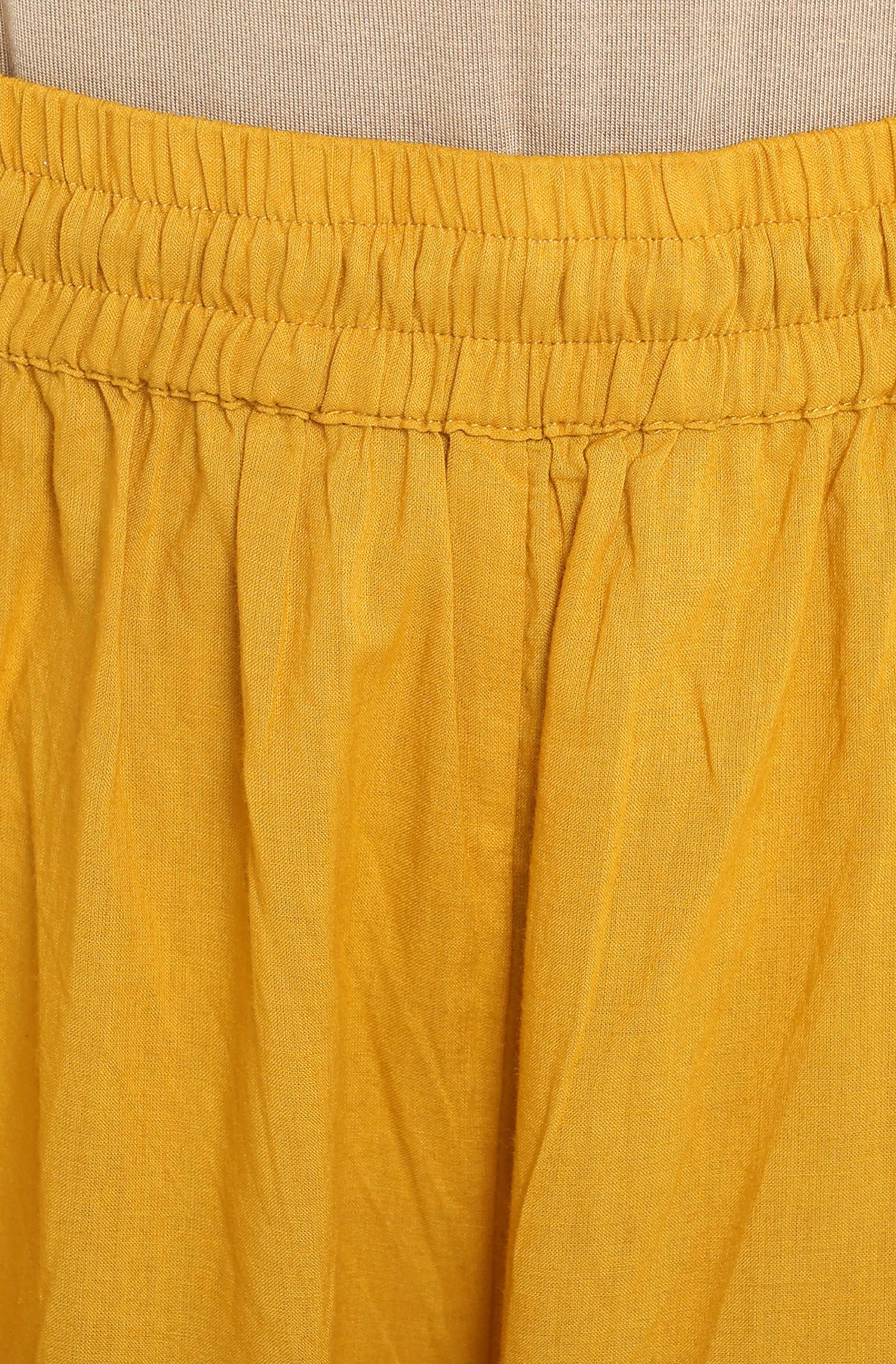 Janasya Women's Mustard Cotton Embroidered Kurta With Palazzo - Distacart