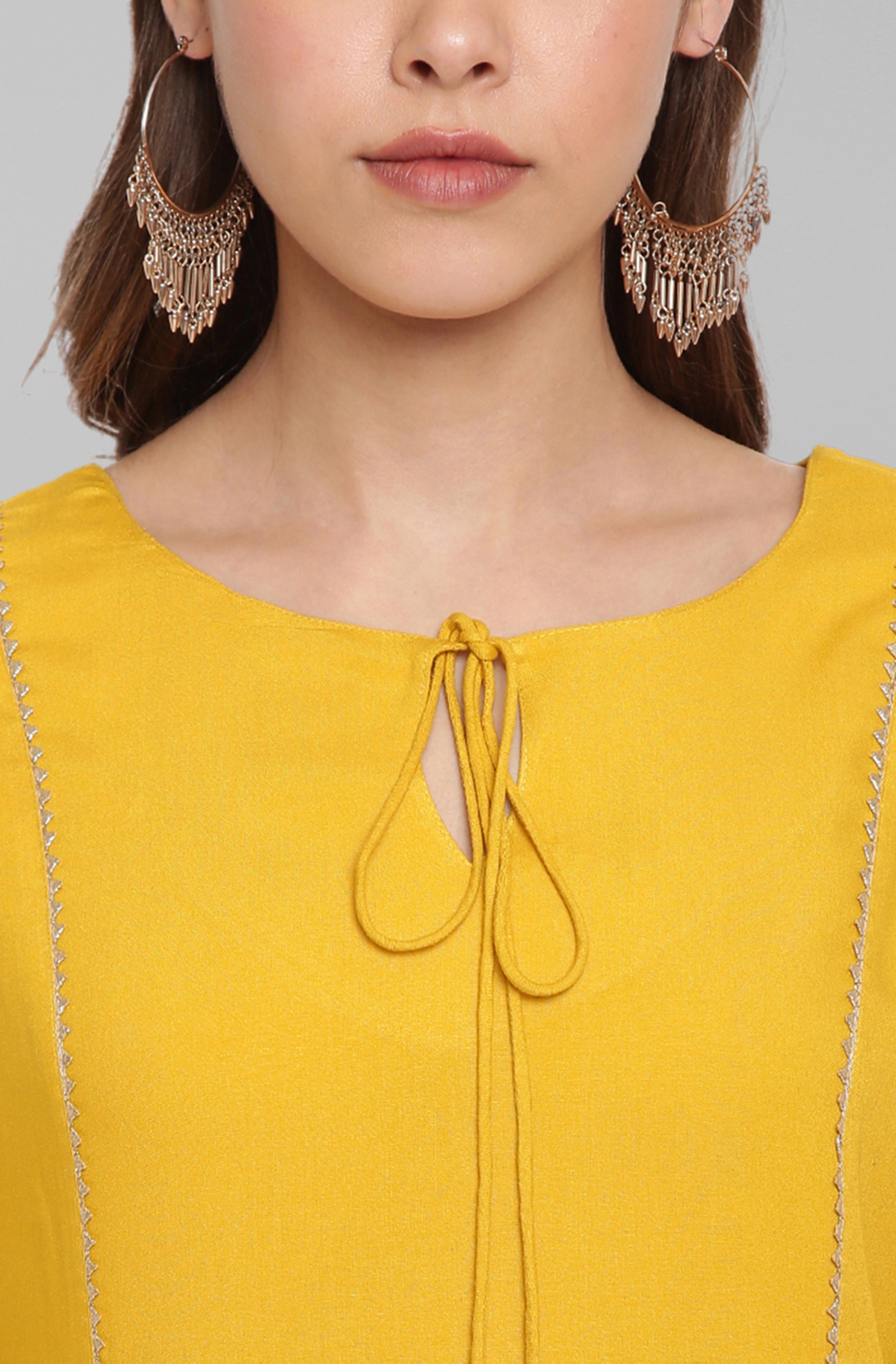 Janasya Women's Mustard Rayon Solid Kurta With Pant And Dupatta - Distacart