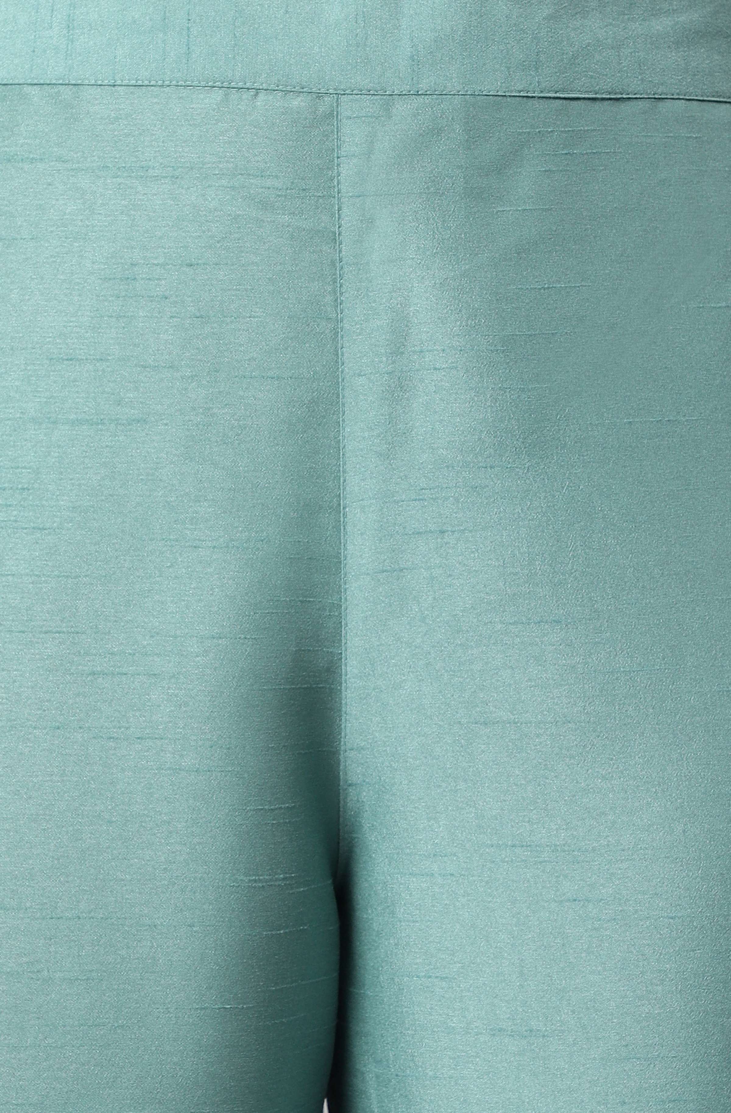 Janasya Women's Green Poly Silk Solid Straight Festive Kurta Set - Distacart