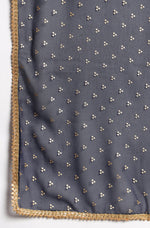 Thumbnail for Janasya Women's Navy Blue Poly Georgette Foil Print Kurta With Dupatta - Distacart