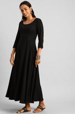 Thumbnail for Janasya Women's Black Rayon Solid Kurta With Dupatta - Distacart