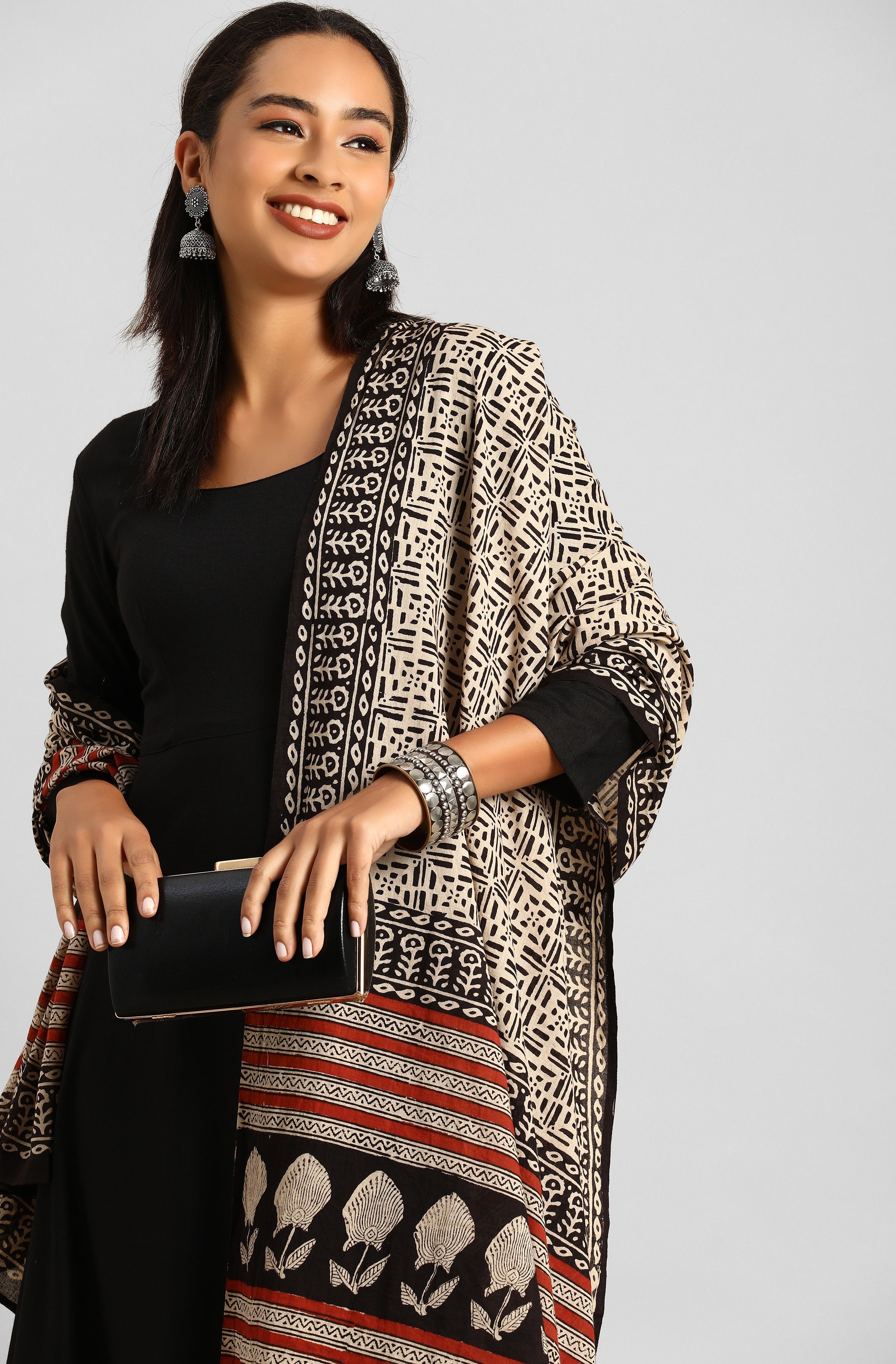 Janasya Women's Black Rayon Solid Kurta With Dupatta - Distacart