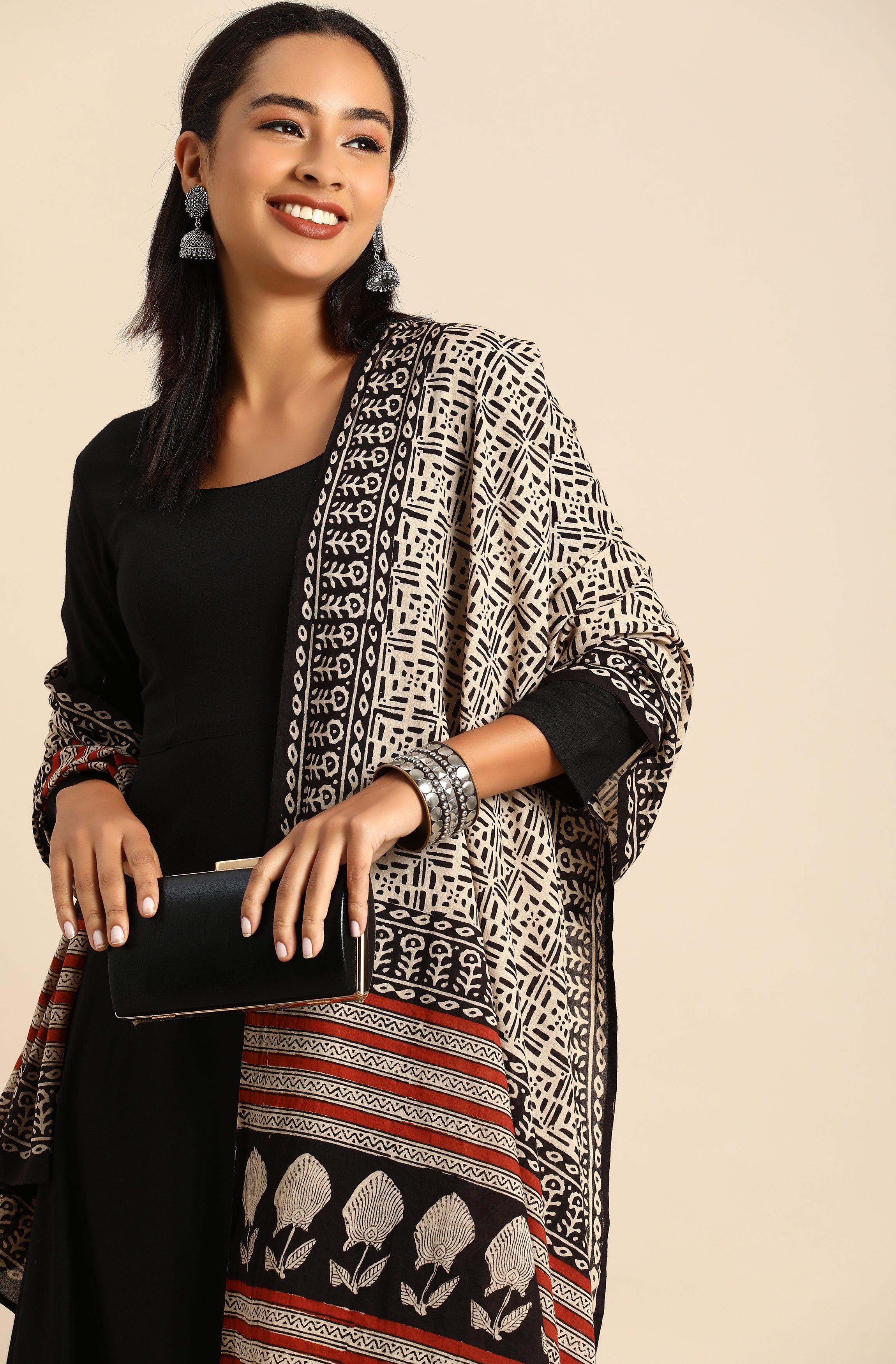 Janasya Women's Black Rayon Solid Kurta With Dupatta - Distacart