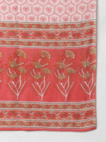 Thumbnail for Janasya Women's Pink Cotton Floral Print Kurta With Pant And Dupatta - Distacart