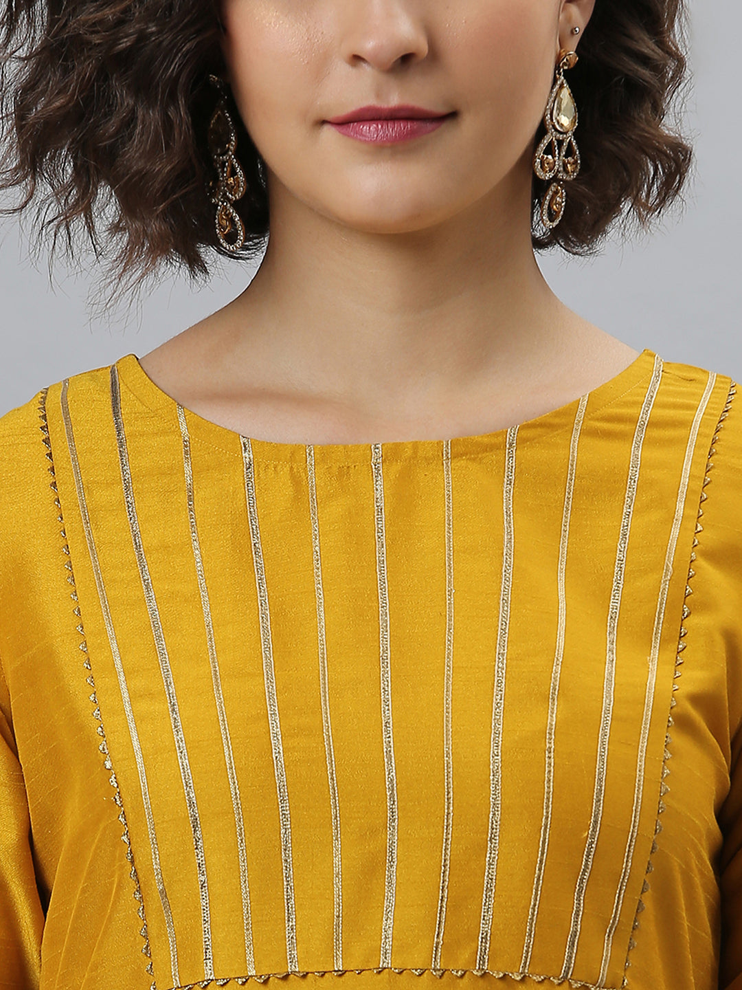 Janasya Women's Mustard Poly Silk Solid Straight Festive Kurta Set - Distacart