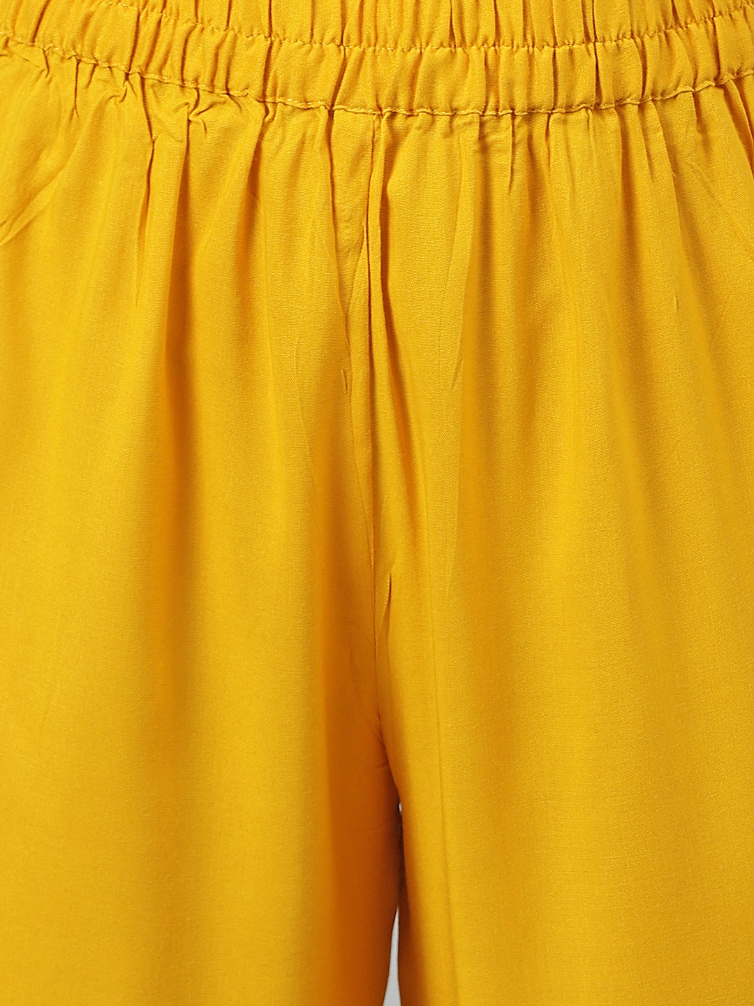 Janasya Women's Yellow Cotton Bandhej Kurta With Pant And Dupatta - Distacart