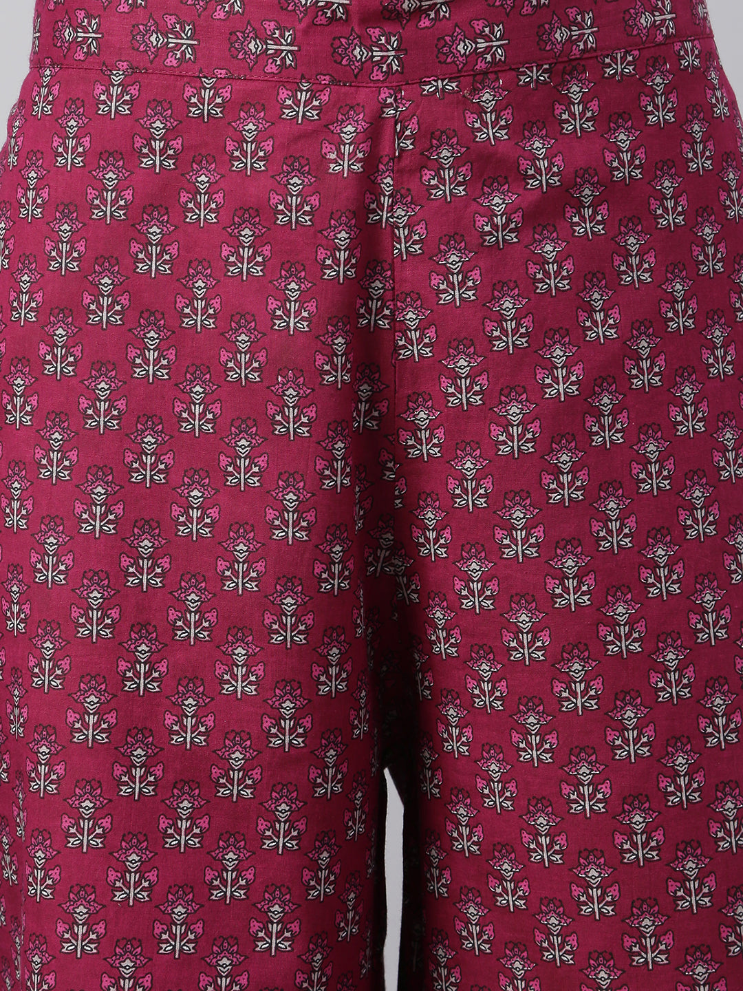Janasya Women's Wine Cotton Floral Print Kurta With Palazzo And Dupatta - Distacart