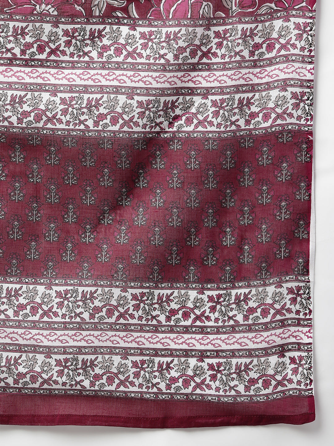 Janasya Women's Wine Cotton Floral Print Kurta With Palazzo And Dupatta - Distacart