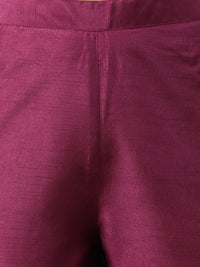 Thumbnail for Janasya Women's Wine Poly Silk Embellished Kurta With Pant And Dupatta - Distacart