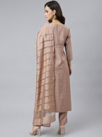 Thumbnail for Janasya Women's Dusty Rose Viscose Blend Embroidered Kurta With Pant - Distacart