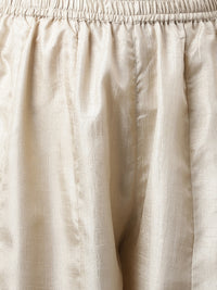 Thumbnail for Janasya Women's Beige Chinon Embellished Kurta With Kali Palazzo And Dupatta - Distacart