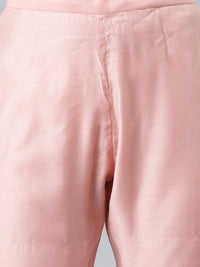 Thumbnail for Janasya Women's Baby Pink Poly Silk Solid Kurta With Pant And Dupatta - Distacart