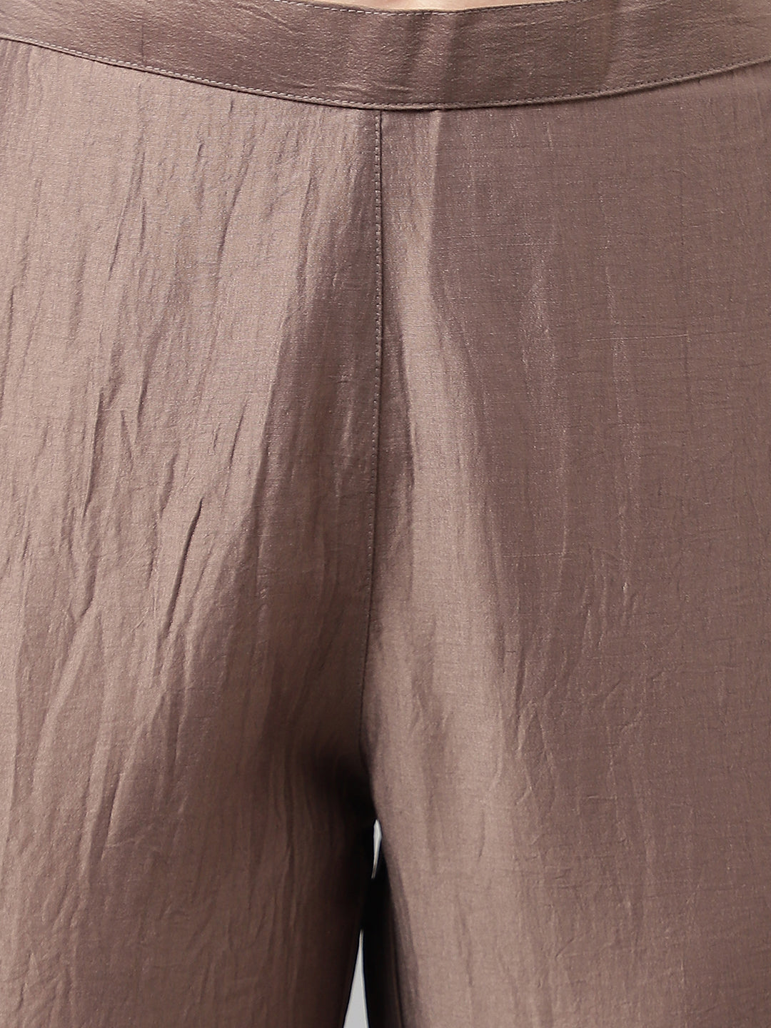 Janasya Women's Brown Chinon Solid Straight Festive Kurta Set - Distacart