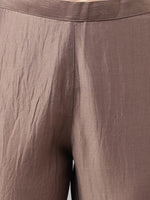 Thumbnail for Janasya Women's Brown Chinon Solid Straight Festive Kurta Set - Distacart