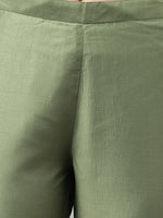 Thumbnail for Janasya Women's Green Chinon Solid Straight Festive Kurta Set - Distacart