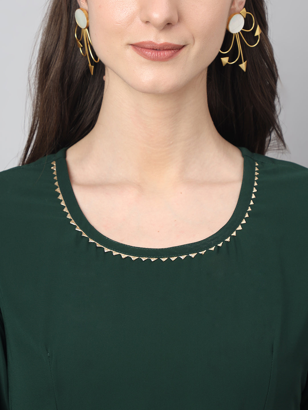 Janasya Women's Bottle Green Georgette Solid Anarkali Festive Kurta Set - Distacart