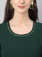 Thumbnail for Janasya Women's Bottle Green Georgette Solid Anarkali Festive Kurta Set - Distacart