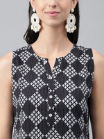 Thumbnail for Janasya Women's Black Cotton Ethnic Motifs High Low Casual Kurta Set - Distacart