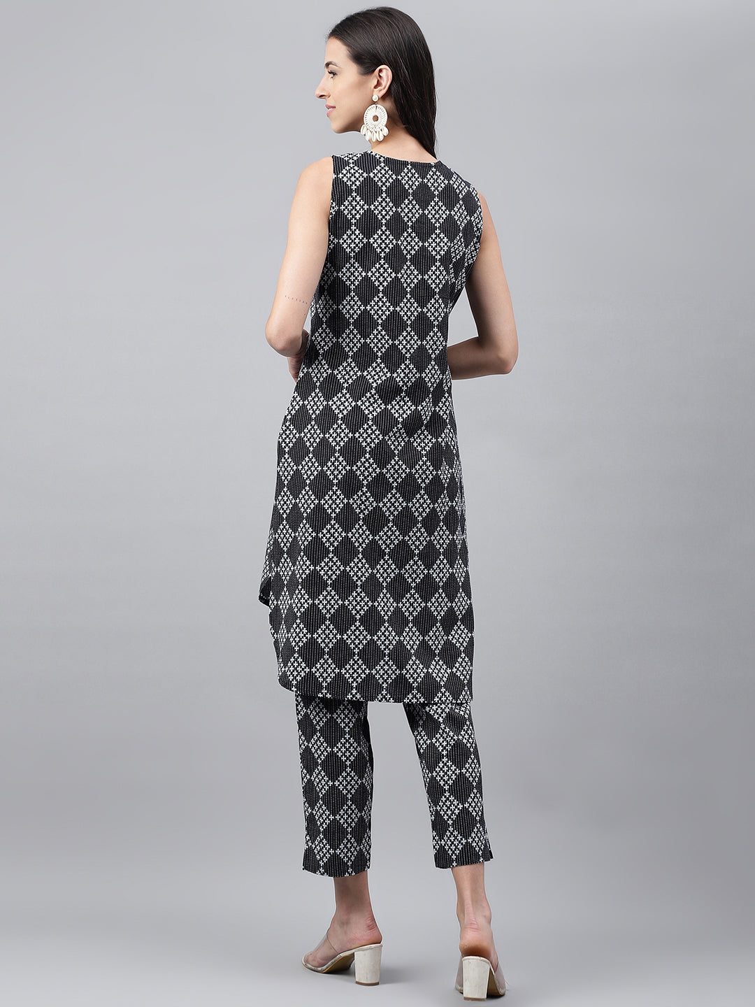 Janasya Women's Black Cotton Ethnic Motifs High Low Casual Kurta Set - Distacart