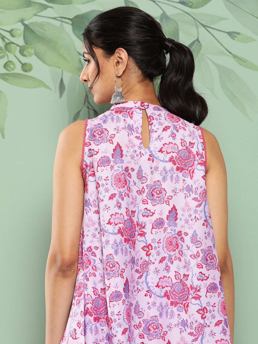 Janasya Women's Lavender Crepe Digital Printed A-line Casual Top Set - Distacart