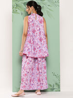 Thumbnail for Janasya Women's Lavender Crepe Digital Printed A-line Casual Top Set - Distacart