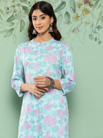 Thumbnail for Janasya Women's Sky Blue Crepe Digital Printed Straight Casual Kurta Set - Distacart