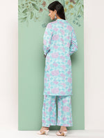 Thumbnail for Janasya Women's Sky Blue Crepe Digital Printed Straight Casual Kurta Set - Distacart