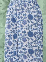 Thumbnail for Janasya Women's Light Blue Cotton Botanical Printed Flared Party Tunic Set - Distacart