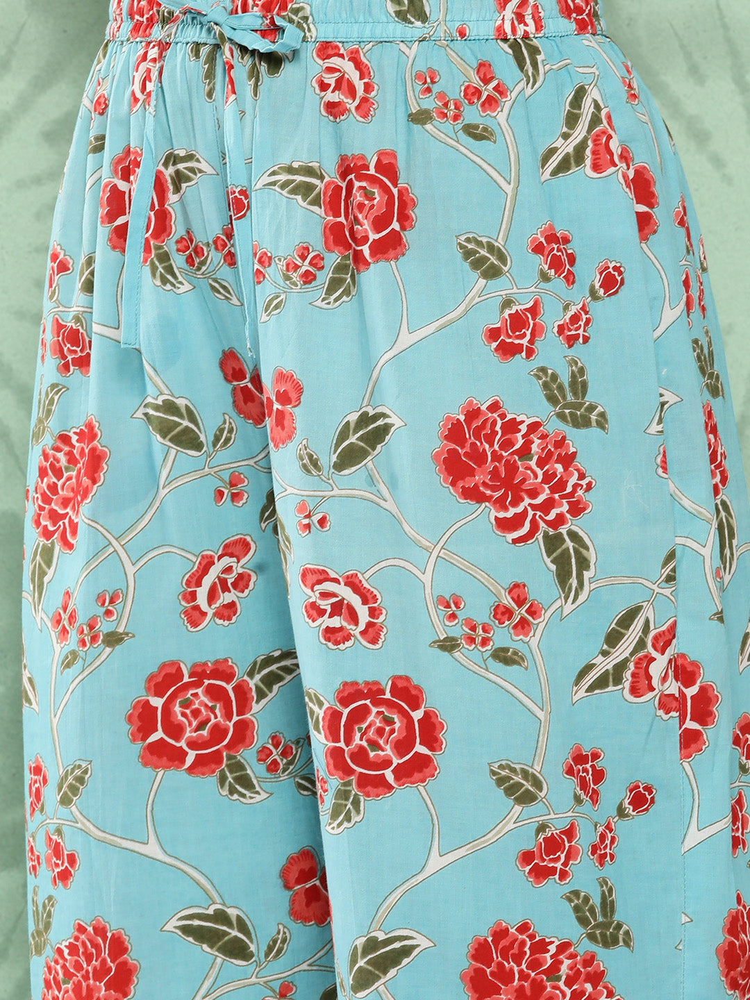Janasya Women's Sky Blue Cotton Floral Printed Straight Casual Kurta Set - Distacart