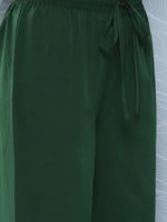 Thumbnail for Janasya Women's Bottle Green Crepe Foil Printed A-line Festive Short Kurta Set - Distacart