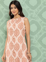 Thumbnail for Janasya Women's Light Peach Crepe Digital Printed Straight Casual Kurta Set - Distacart