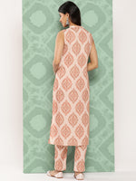 Thumbnail for Janasya Women's Light Peach Crepe Digital Printed Straight Casual Kurta Set - Distacart