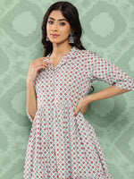 Thumbnail for Janasya Women's Sky Blue Cotton Ethnic Motifs Gathered Casual Kurta Set - Distacart