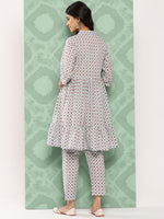 Thumbnail for Janasya Women's Sky Blue Cotton Ethnic Motifs Gathered Casual Kurta Set - Distacart