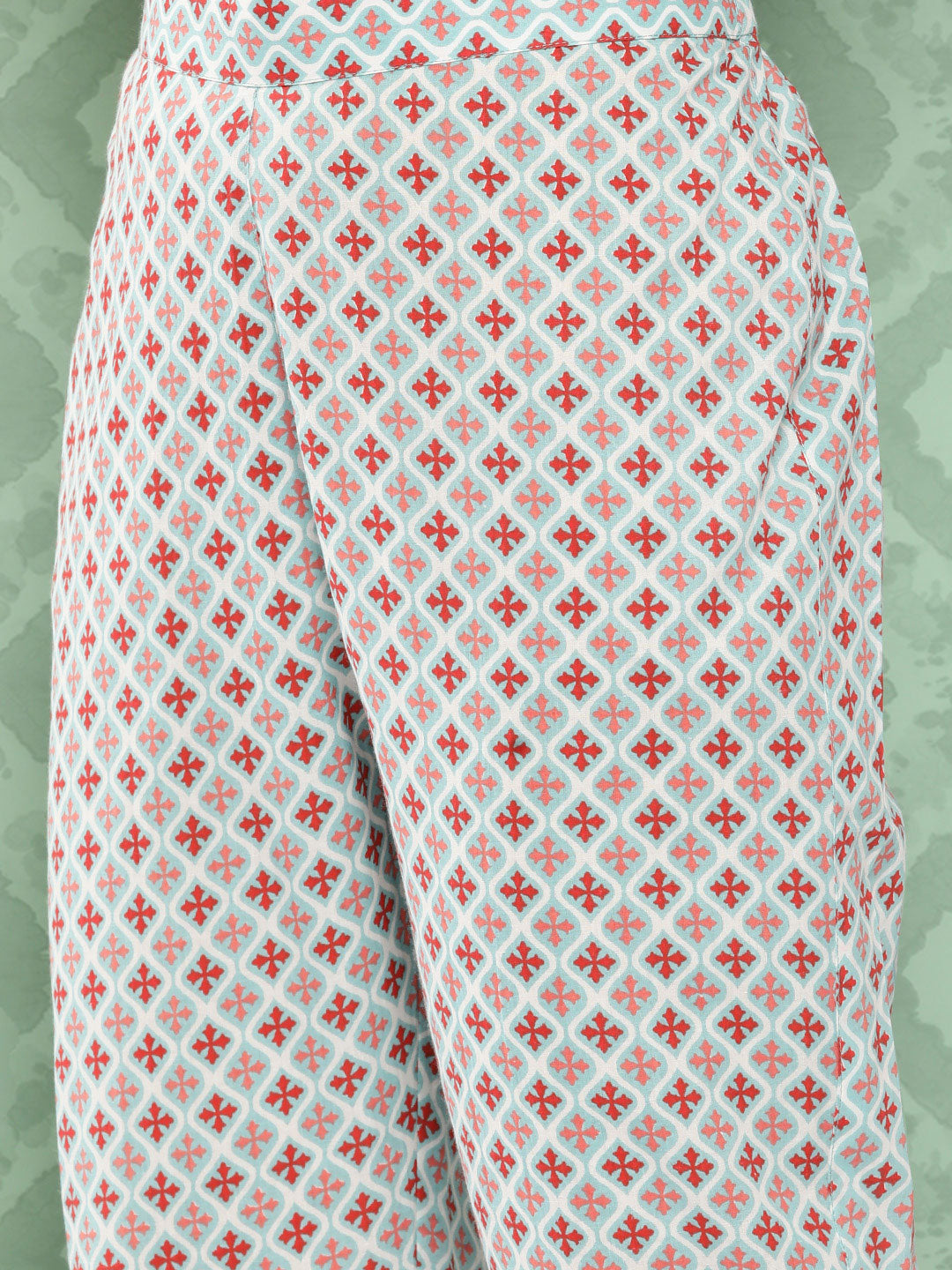 Janasya Women's Sky Blue Cotton Ethnic Motifs Gathered Casual Kurta Set - Distacart